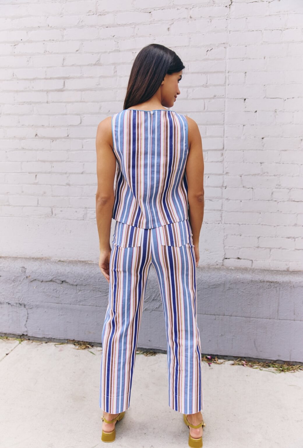 The Charlie Pant - Brown Stripe Twill