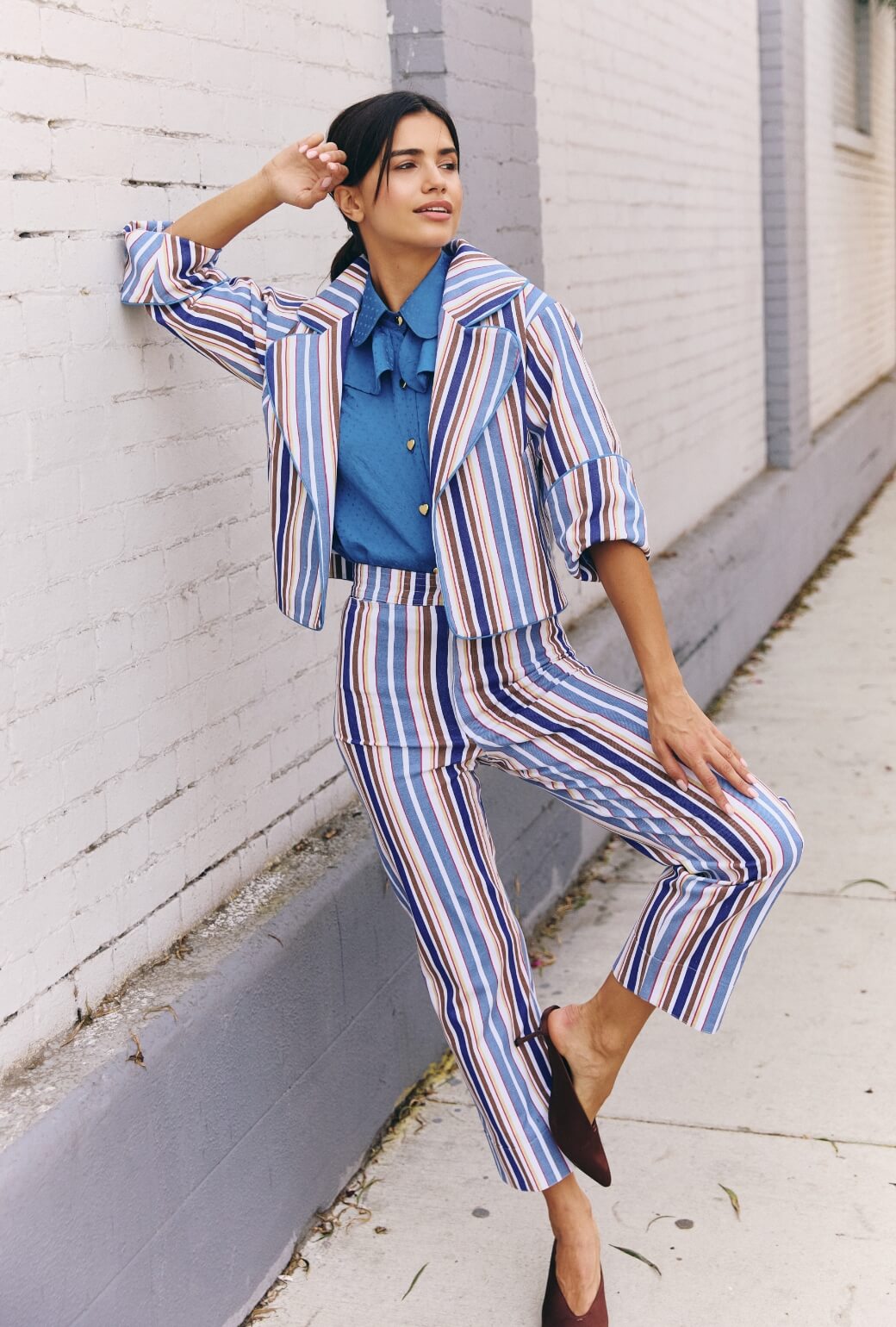 The Charlie Pant - Brown Stripe Twill