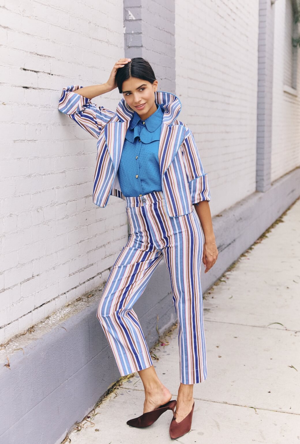 The Charlie Pant - Brown Stripe Twill