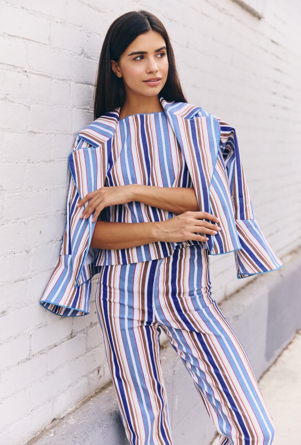 The Charlie Pant - Brown Stripe Twill