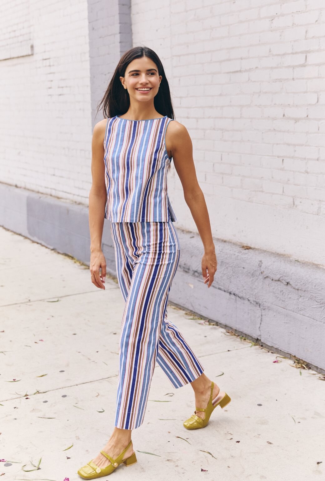 The Charlie Pant - Brown Stripe Twill