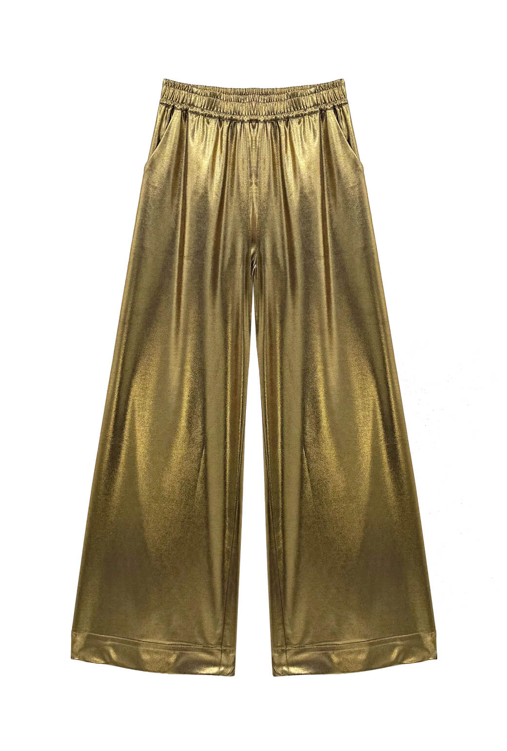 Wide Leg Trousers - Gold Lamé