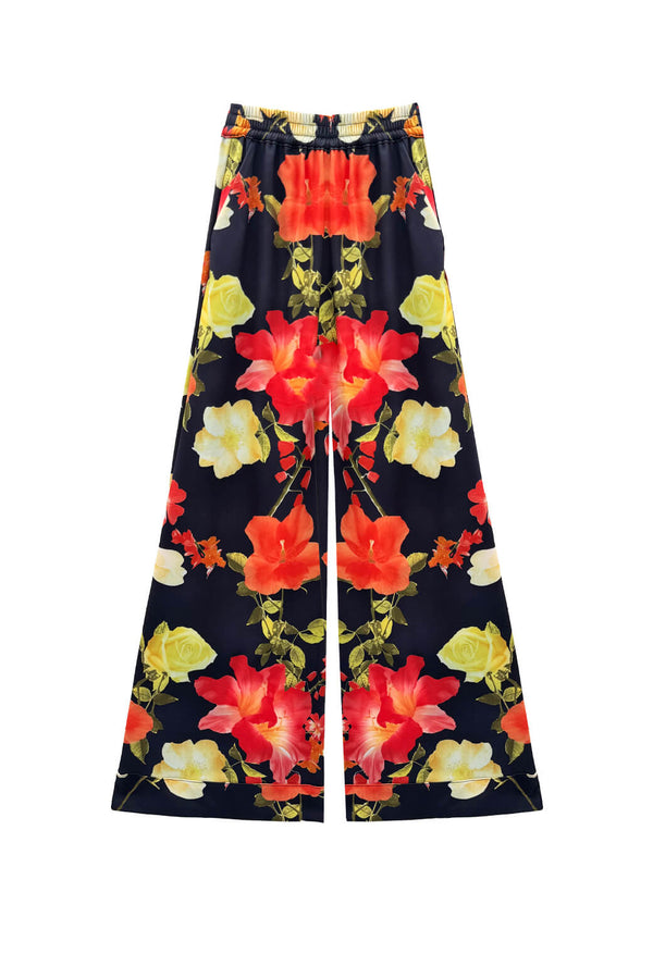 Wide Leg Trousers - Hibiscus