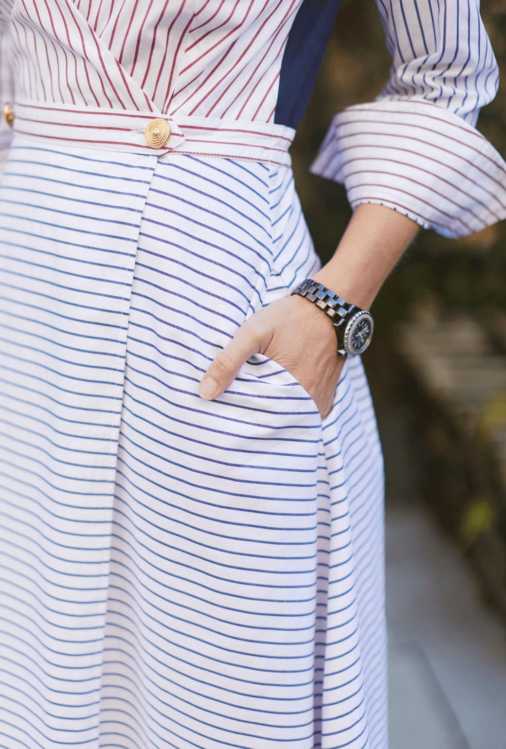 Buru x Jaimie Dewberry Wrap Shirtdress - Contrast Stripe