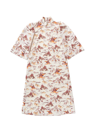 SAMPLE - Bell Sleeve Maxi Mod Dress - Chinoiserie