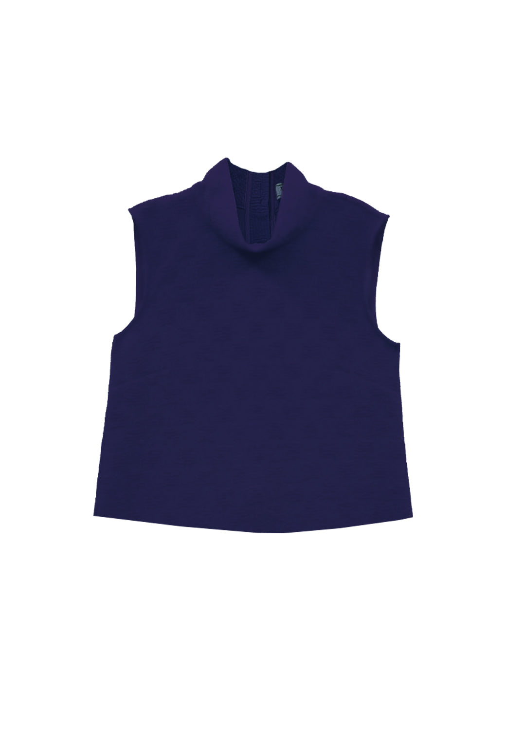 Cropped Sleeveless Mod Top - Navy Faille Knit