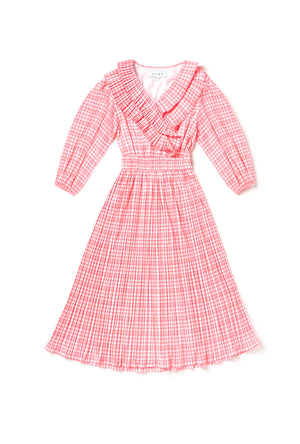 SAMPLE - The Blanche Dress - Pink Seersucker