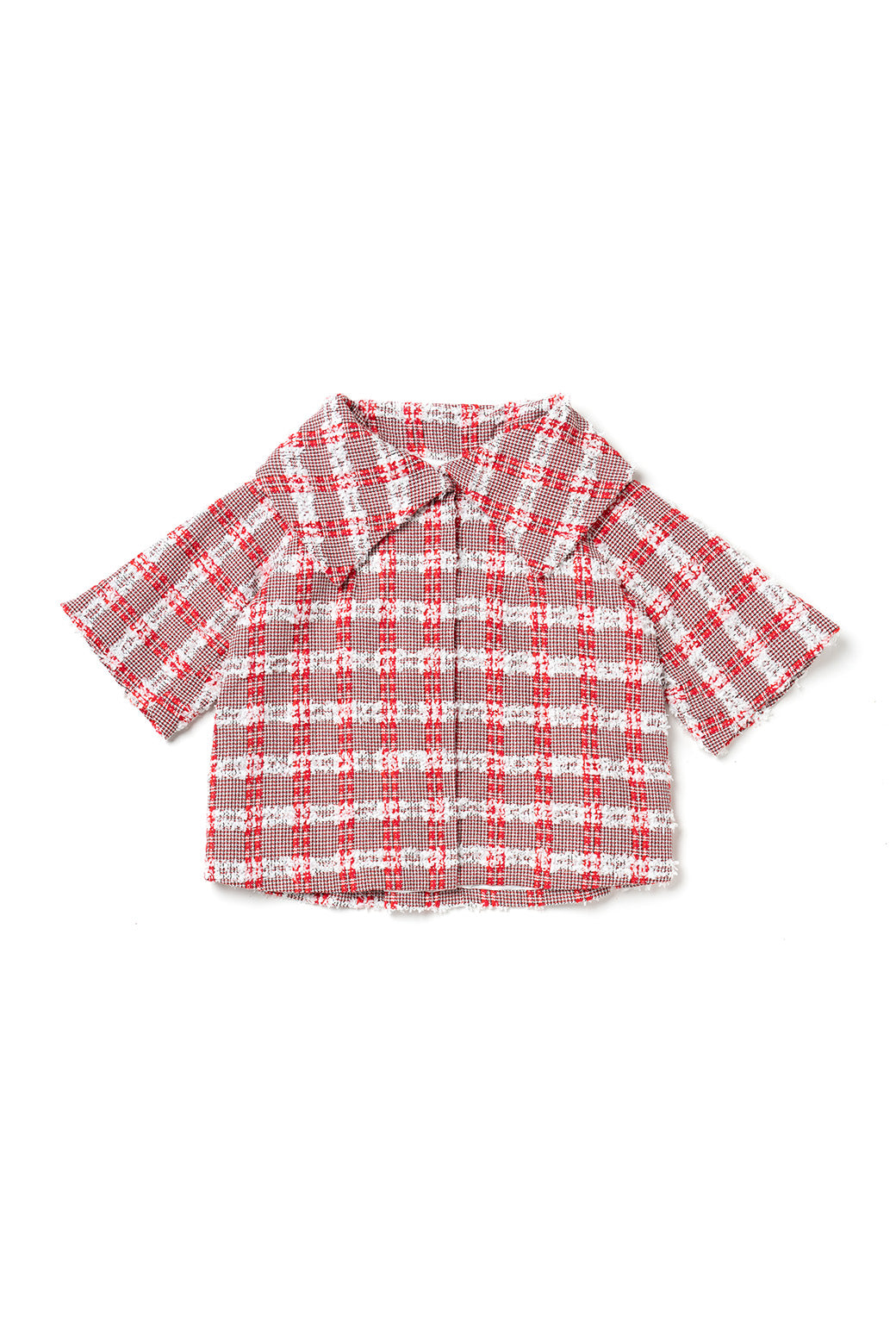 Cropped Car Coat - Red Tweed