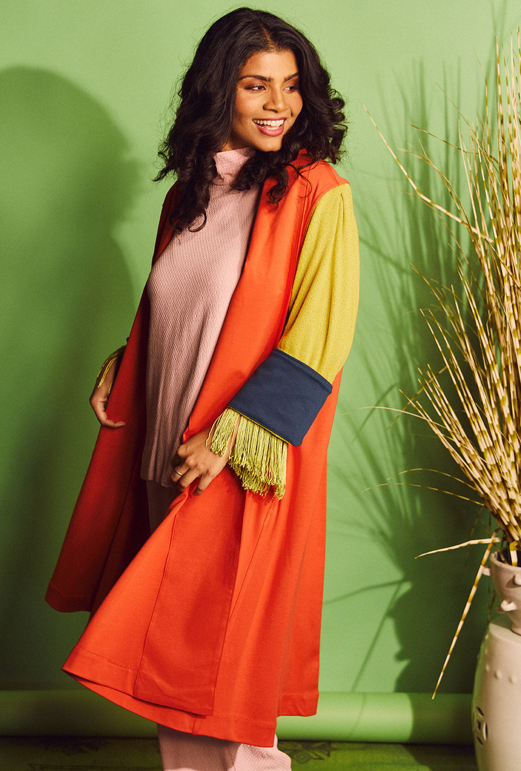 Big 10 Swing Coat - Poppy & Chartreuse