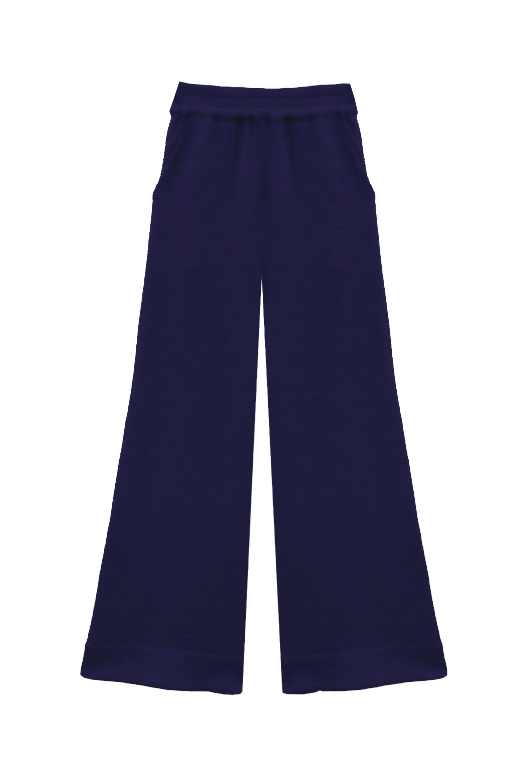 Wide Leg Knit Trouser - Navy Faille Knit