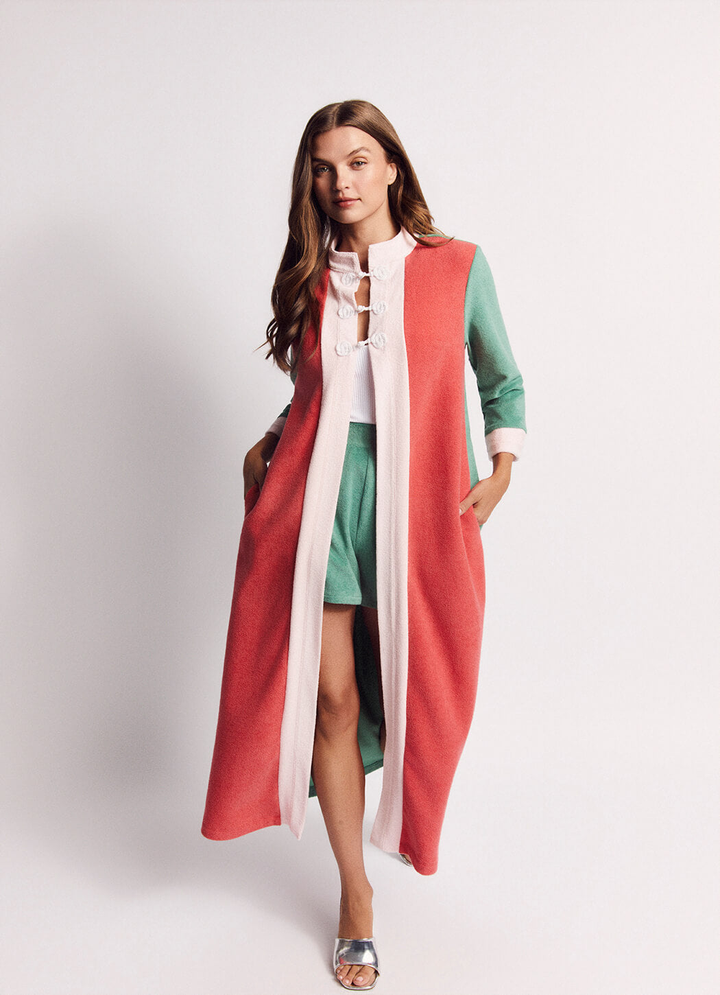 Mod Colorblock Robe - Pink, Coral & Teal Terry – BURU