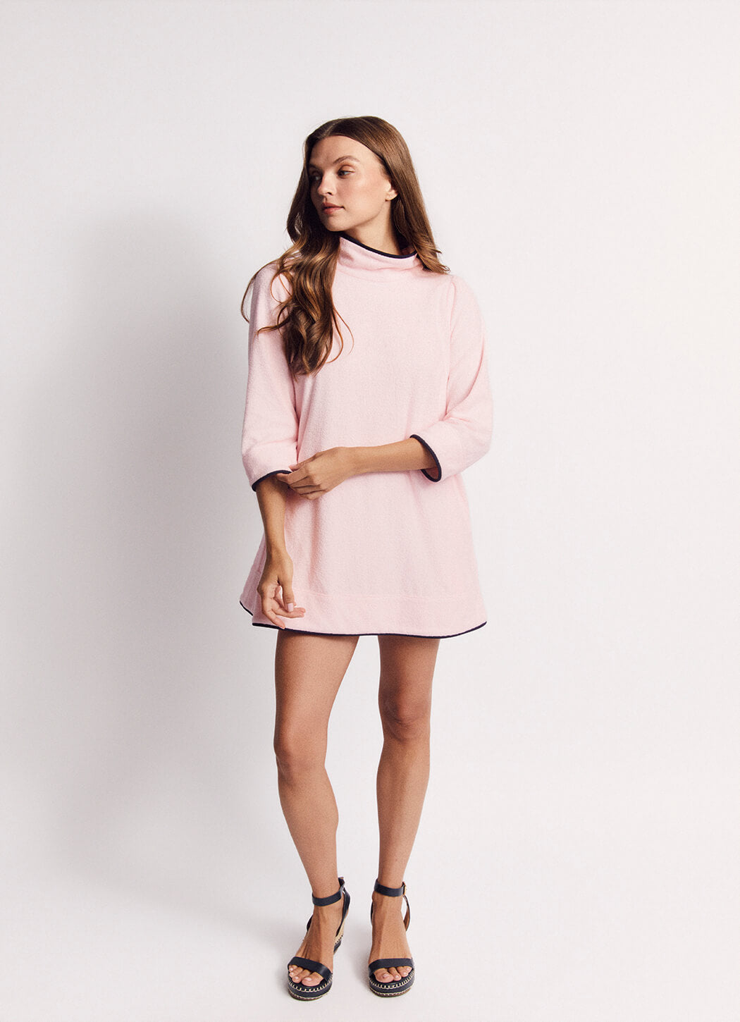 kaftan mini dress Sequin Woven while the mini length keeps things fresh and modern Mod Kaftan Mini - Pink
