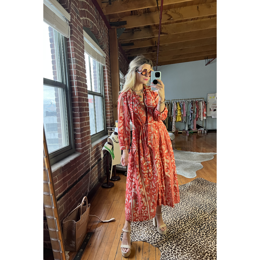 9 to 5 Shirtdress - Coral Embroidery - PRE-ORDER, image