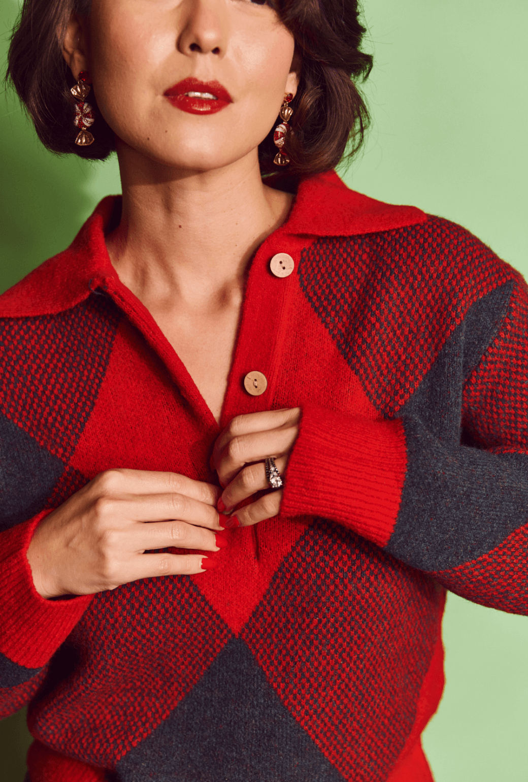 Argyle Sweater - Red & Green – BURU