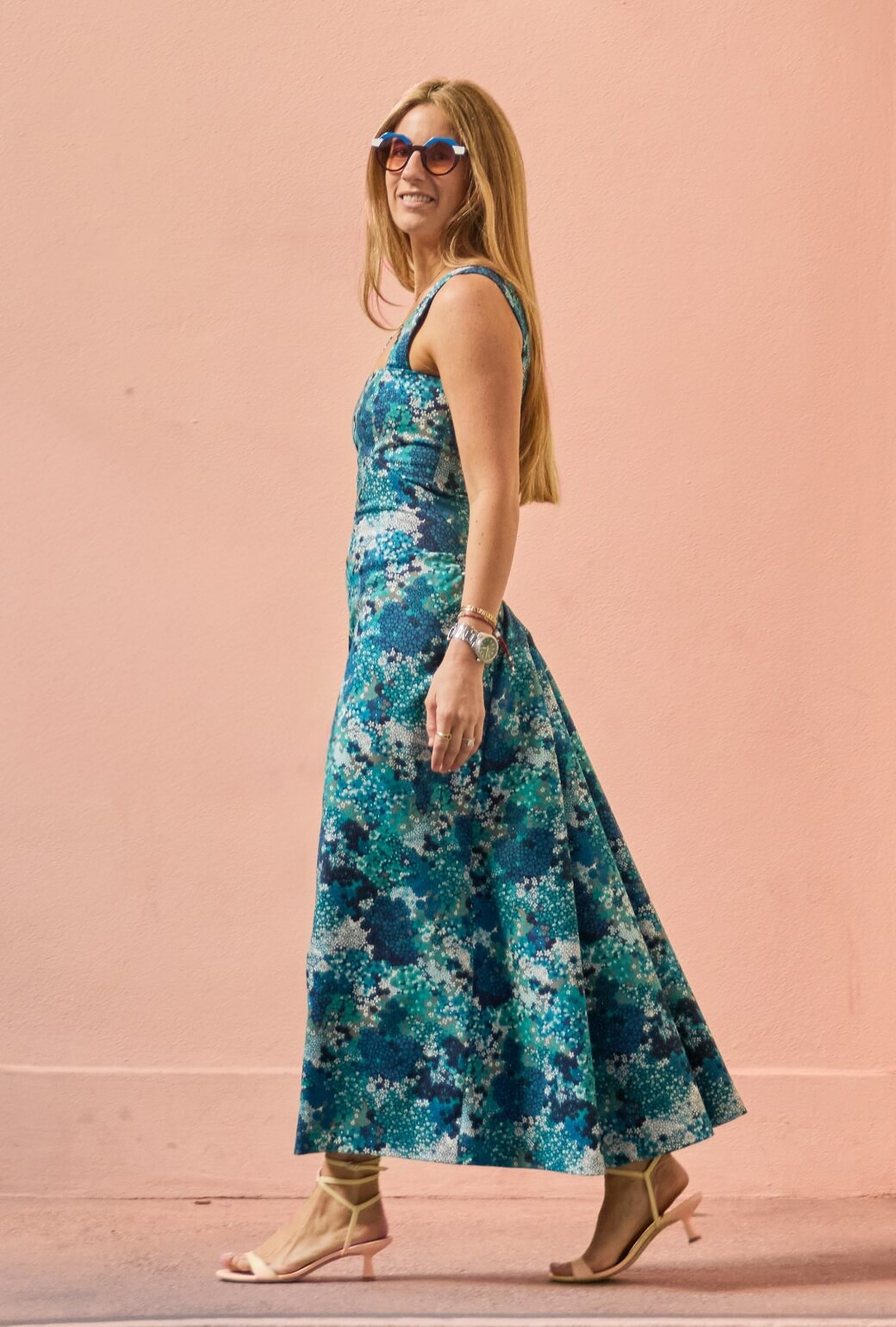 Buru x Ali Sisto Ashbourne Dress - Aqua Floral Denim
