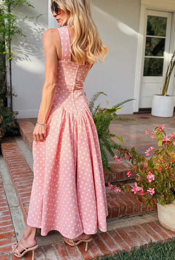 Ashbourne Dress - Coral Dot