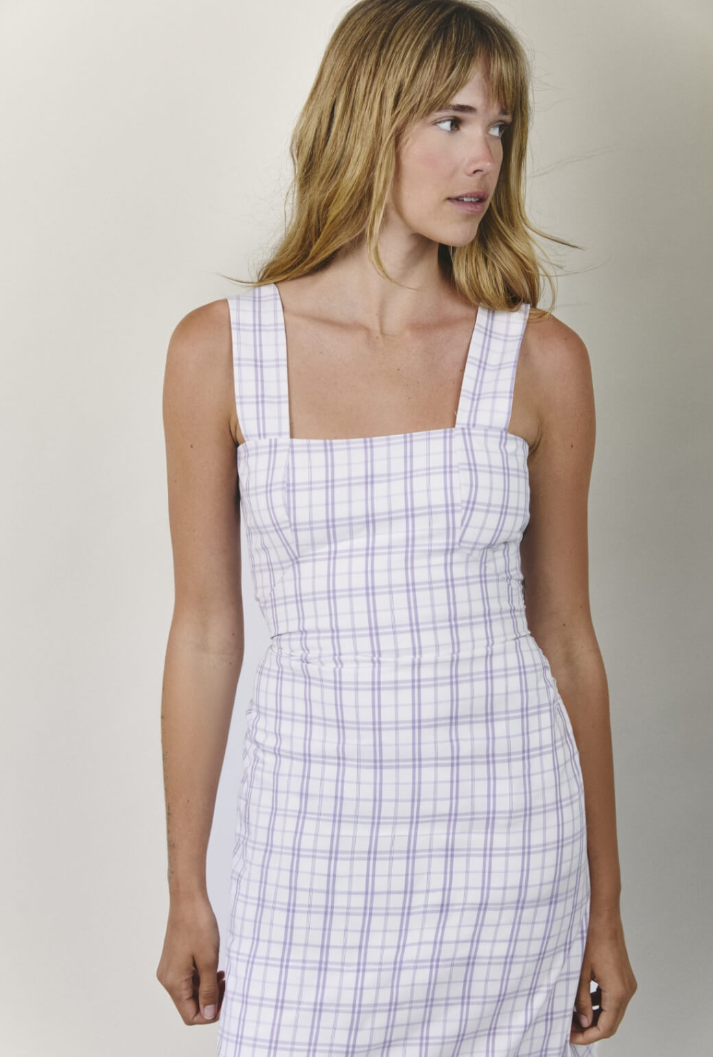 Ashbourne Dress - Purple Windowpane Plaid L Ashbourne Dress - Purple Windowpane Plaid L