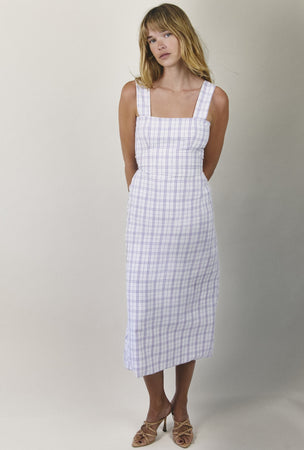 Ashbourne Dress - Purple Windowpane Plaid