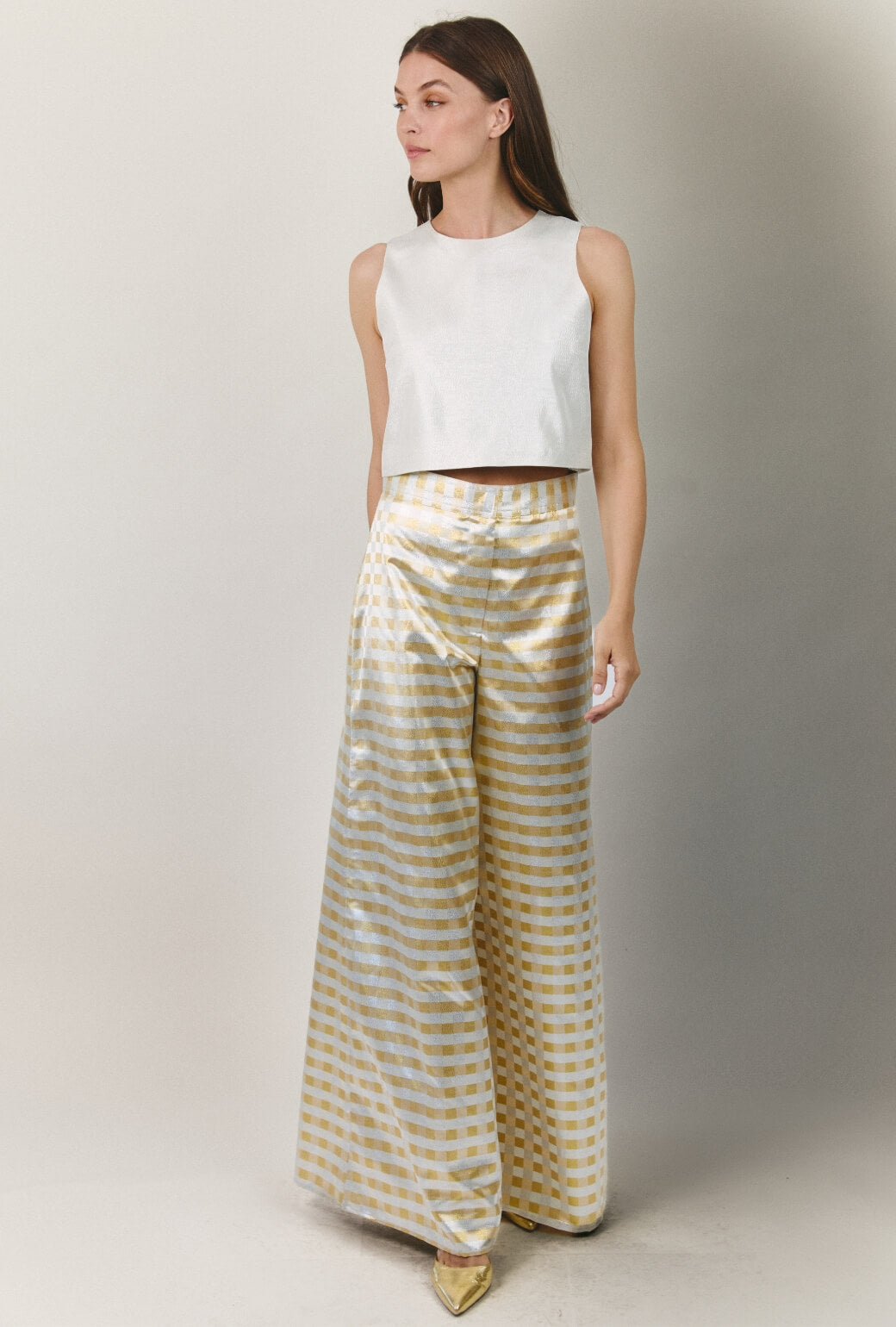 Audrey Peplum - Silver Lamé