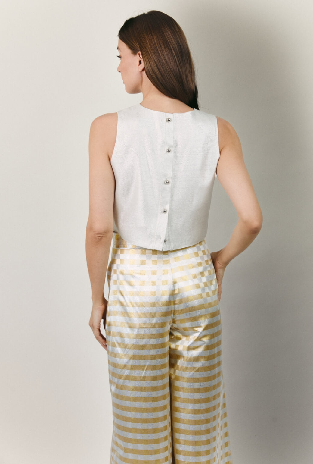 Audrey Peplum - Silver Lamé