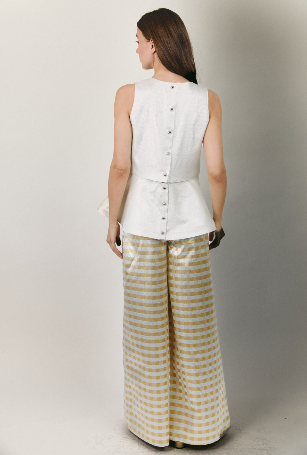 Audrey Peplum - Silver Lamé