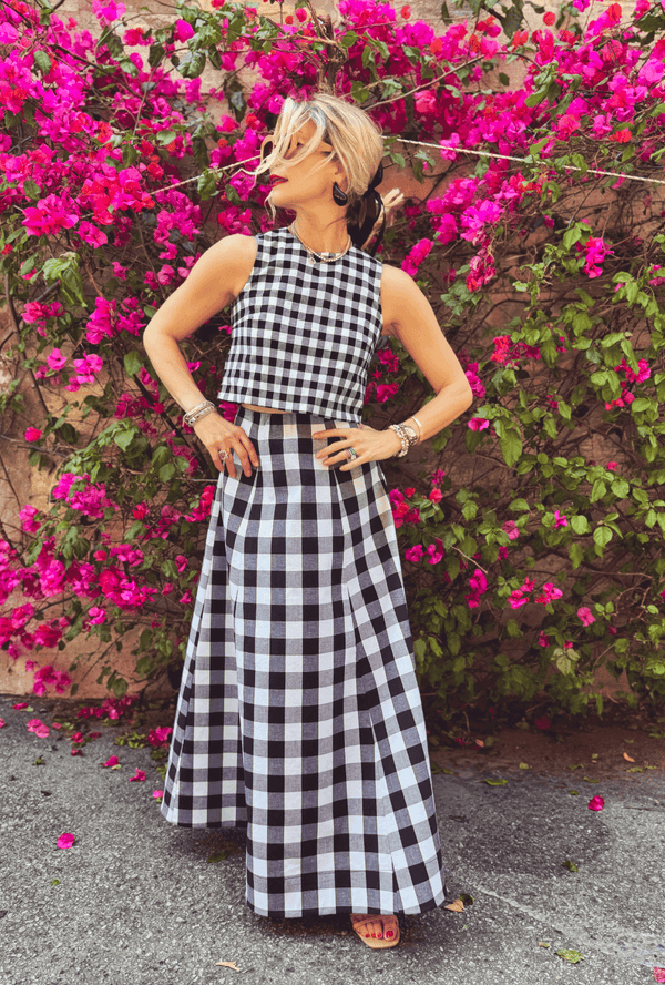 Audrey Top - Black & White Gingham