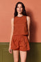 Audrey Top LONGLINE - Red & Chartreuse Geo