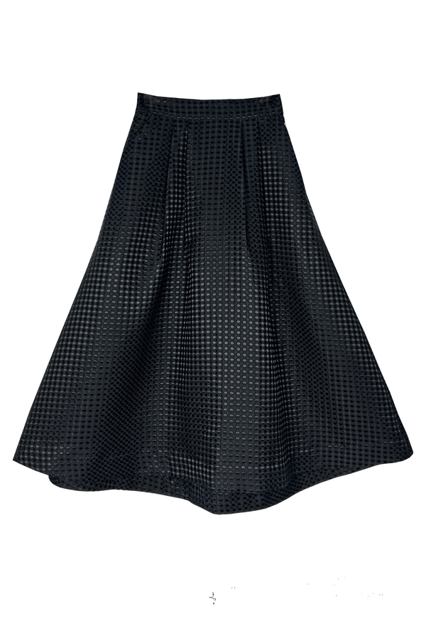 BURU X Mary Orton Flat Front Everyday Skirt - Black Dot