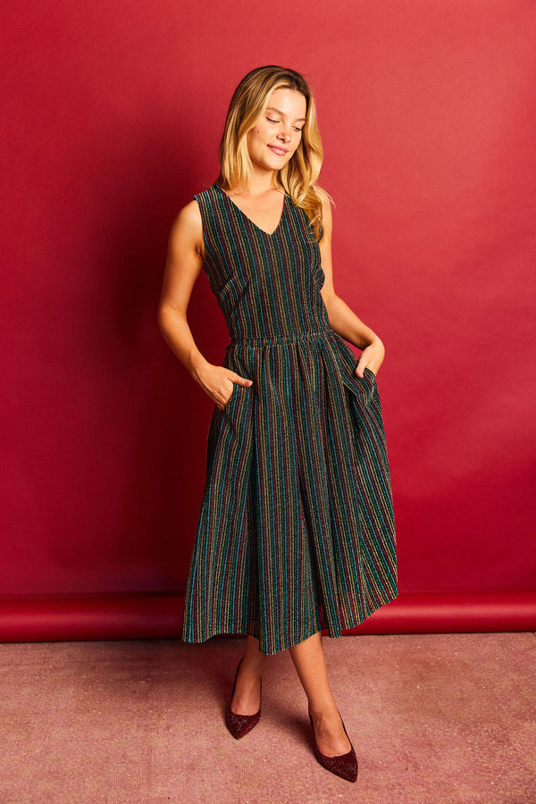 Le V Mod Top - Rainbow Shimmer Stripe