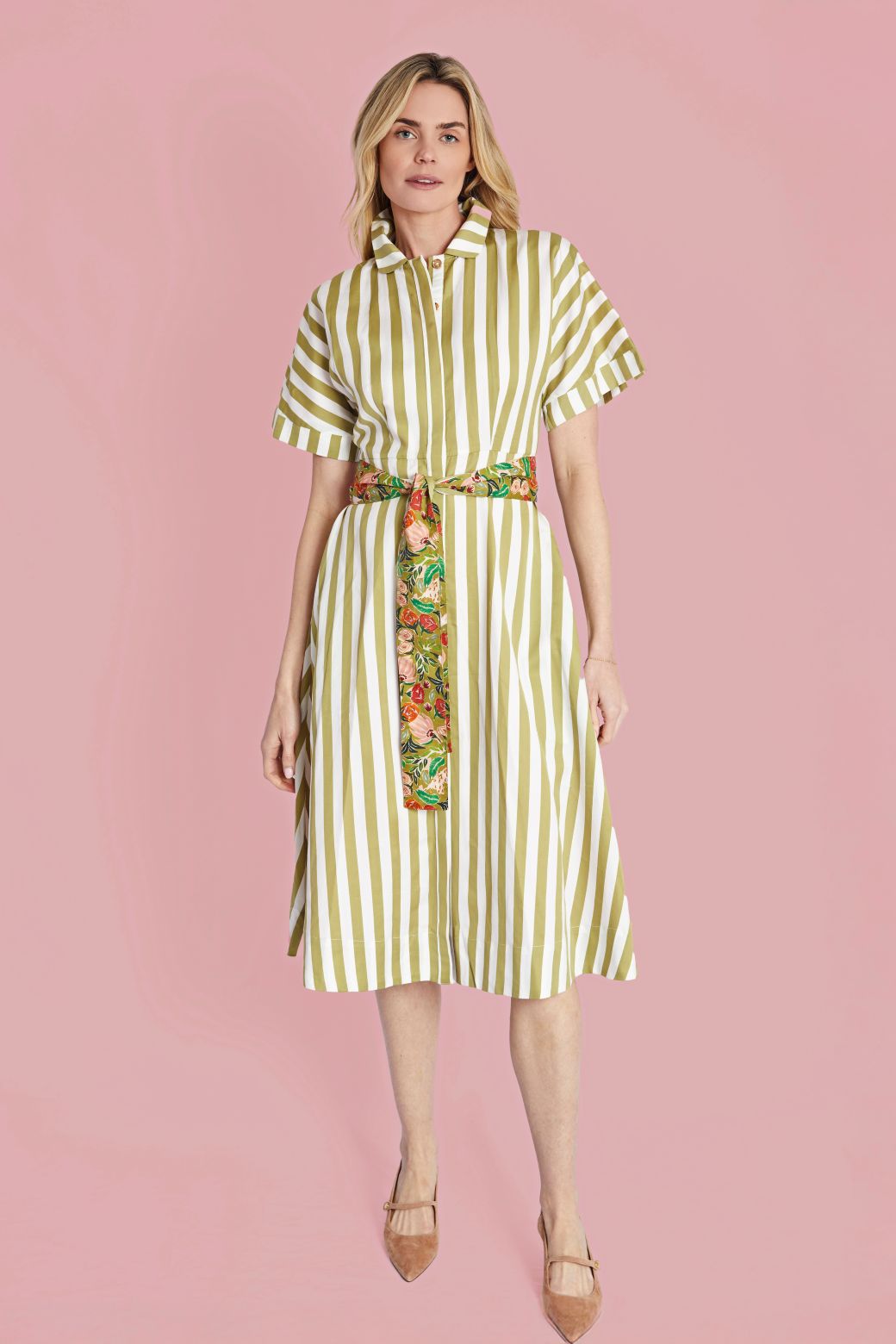 The Donna Day Gown - DIL - Sage Stripe