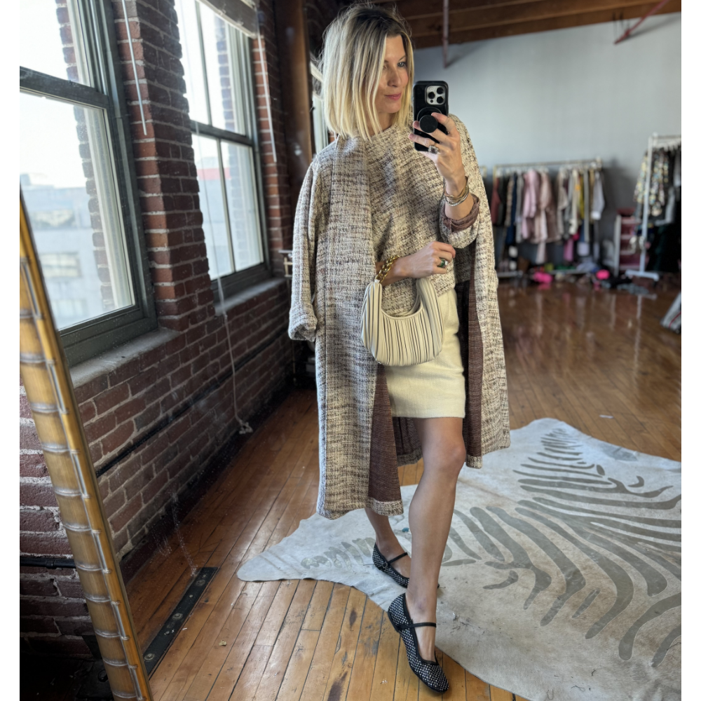BURU x Val Swing Coat Ivory Tweed