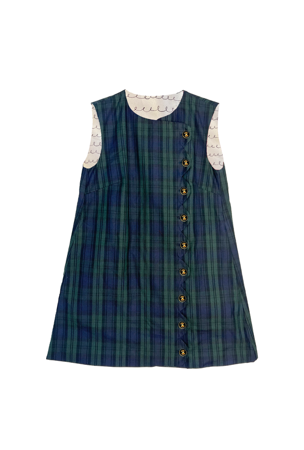 BURU x Mary Orton Little Girl's Scallop Shift Dress - Blackwatch
