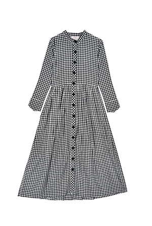 BURU x Mary Orton Mandarin Shirtdress - Black & White