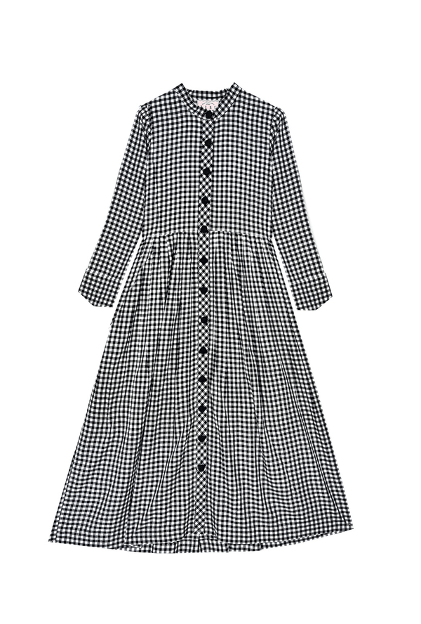 BURU x Mary Orton Mandarin Shirtdress - Black & White