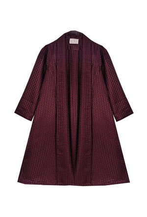 BURU x Mary Orton Swing Coat - Burgundy Dot