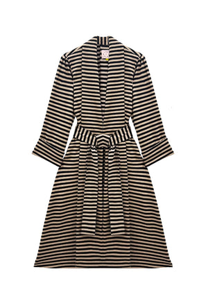 BURU x Val - Belted Swing Coat - Taupe & Black Knit