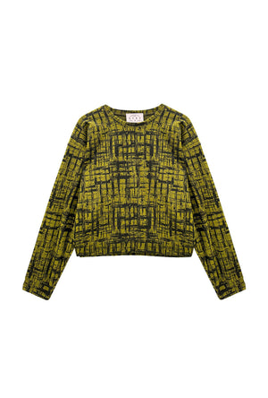 BURU x Val Everyday Pullover - Chartreuse & Black Abstract Knit