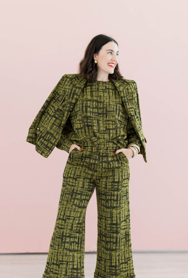 BURU x Val Everyday Pullover - Chartreuse & Black Abstract Knit