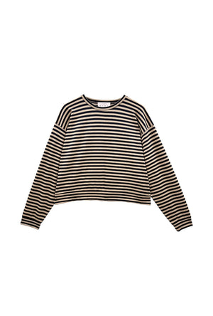 BURU x Val Everyday Pullover - Taupe & Black Knit
