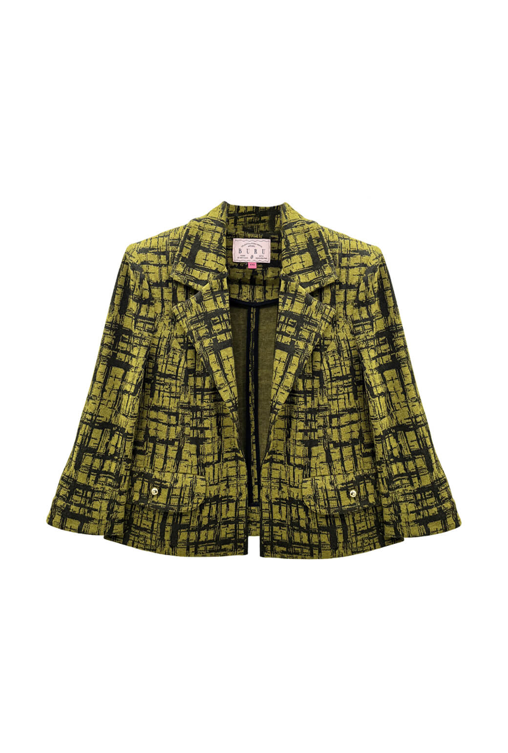 BURU x Val Knit Blazer - Chartreuse & Black Abstract Knit