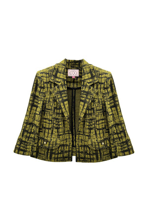 BURU x Val Knit Blazer - Chartreuse & Black Abstract Knit