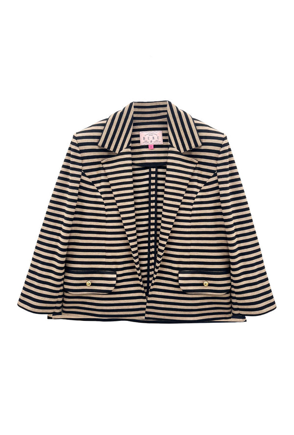 BURU x Val Knit Blazer - Taupe & Black Knit