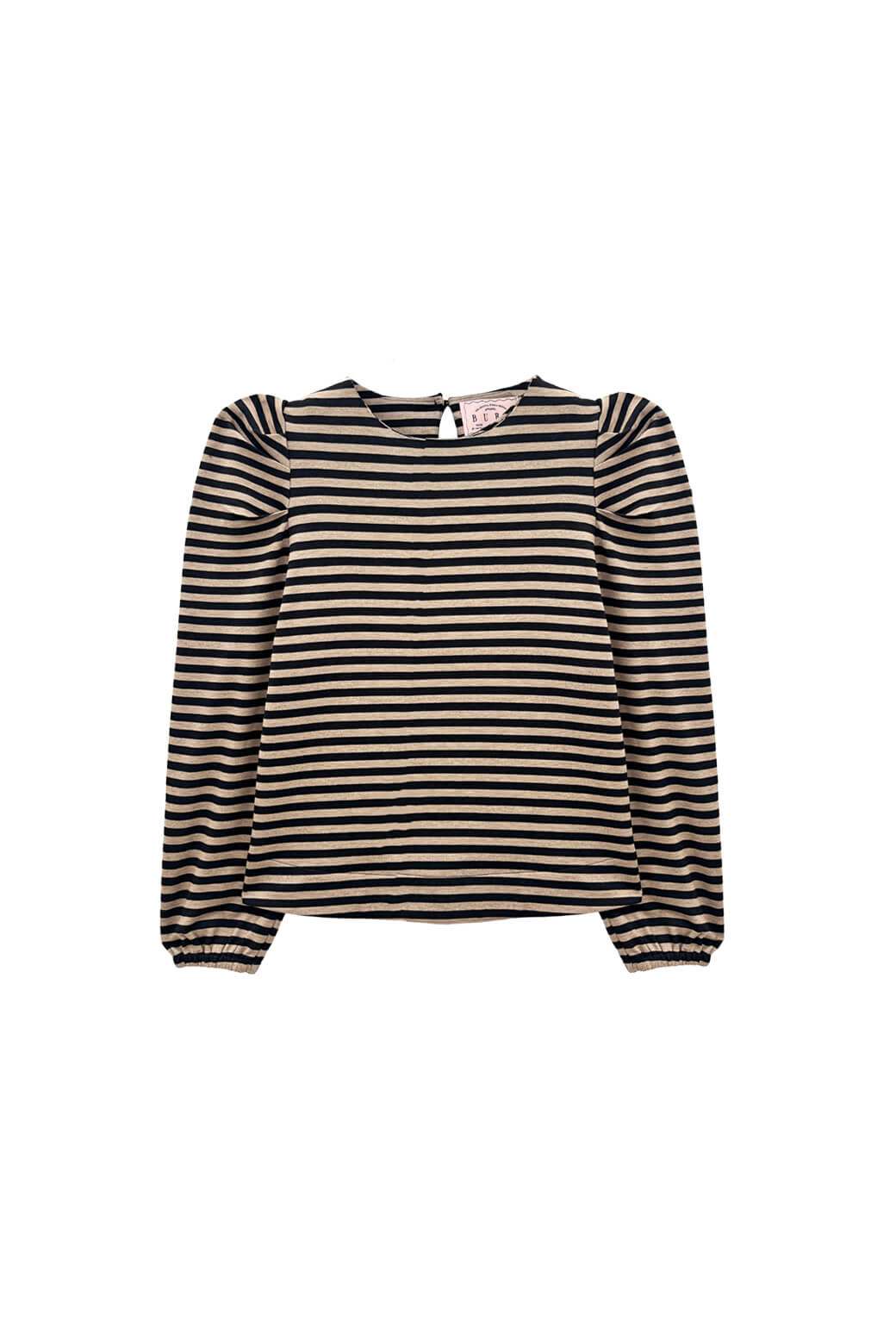 BURU x Val Puff Sleeve Pullover - Taupe & Black Knit