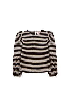 BURU x Val Puff Sleeve Pullover - Taupe & Black Knit