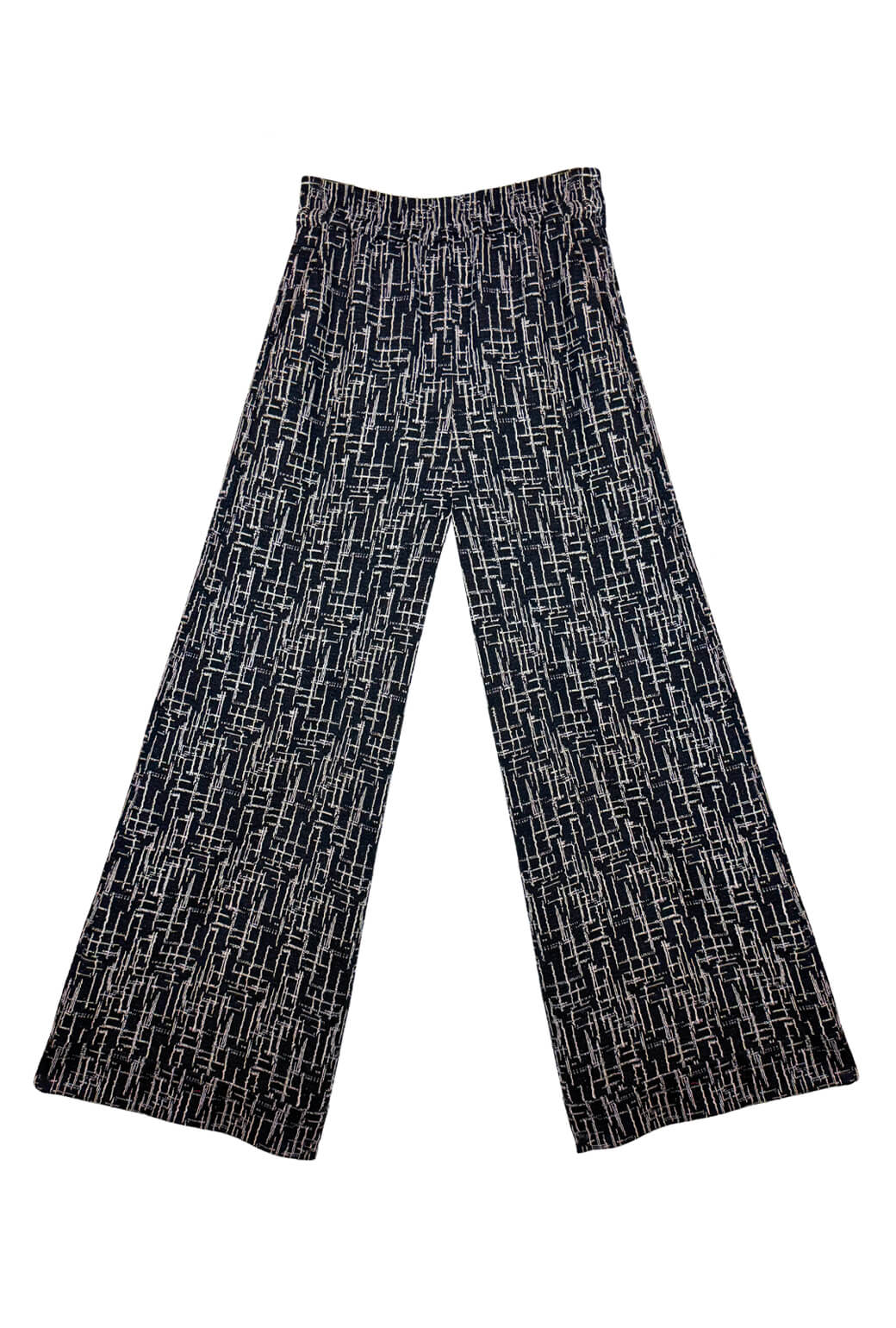 SAMPLE - BURU x Val Wide Leg Knit Trouser - Black Geo Knit