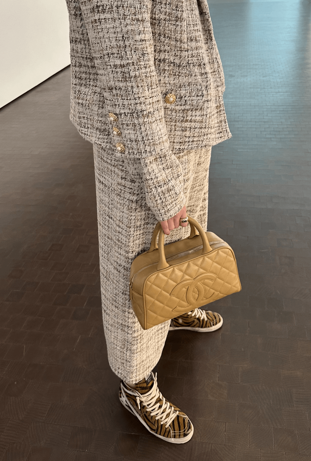 BURU x Val Wide Leg Knit Trouser - Ivory Tweed