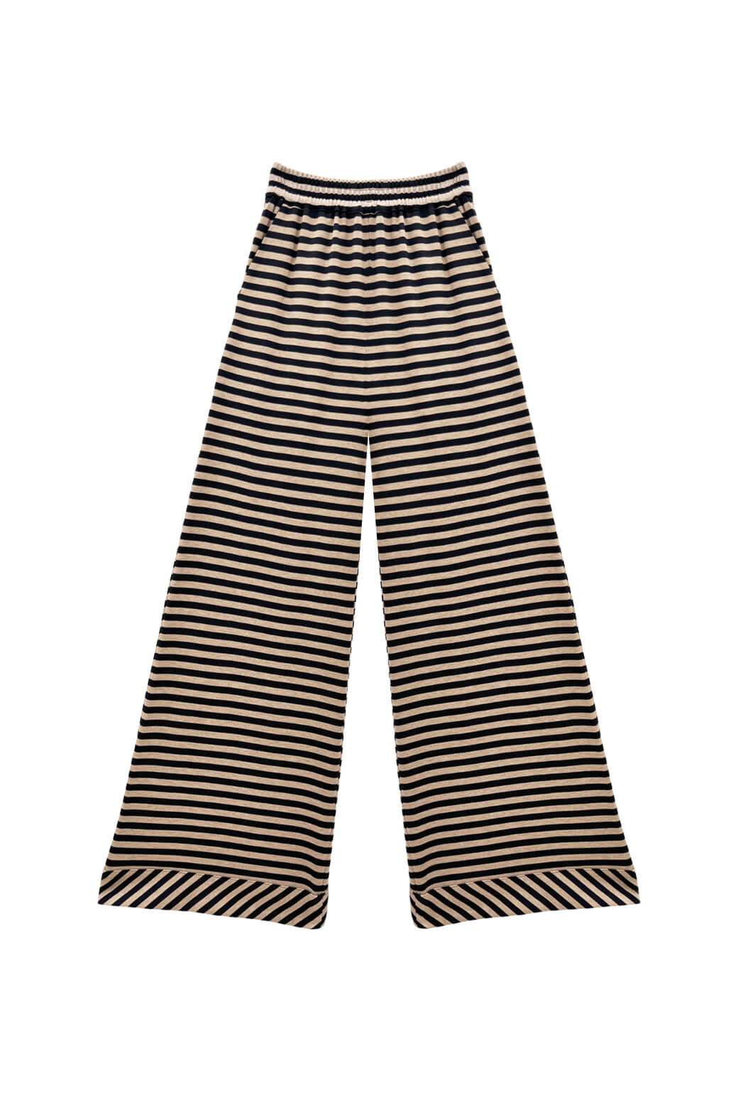 BURU x Val Wide Leg Knit Trouser - Taupe & Black Knit