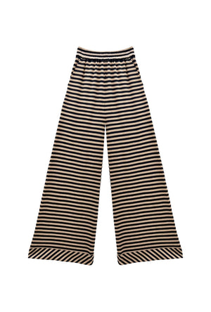 BURU x Val Wide Leg Knit Trouser - Taupe & Black Knit