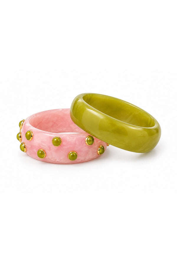 Buru x Lele Sadoughi Bangle Set - Pink & Chartreuse