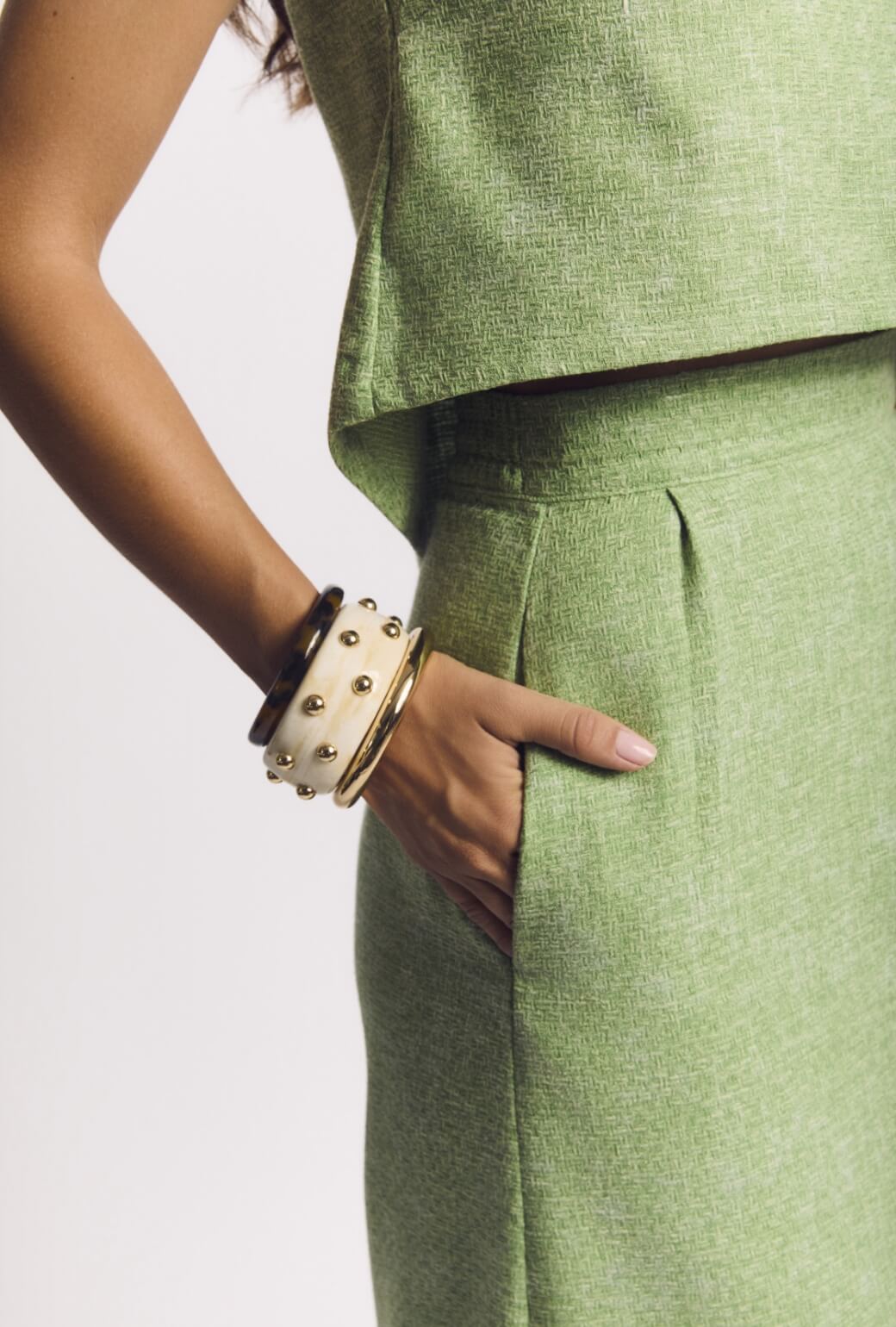 Lele Sadoughi x Buru Bangle Set - Tortoise, Ivory & Gold